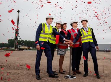 Prologis employees at a construction site